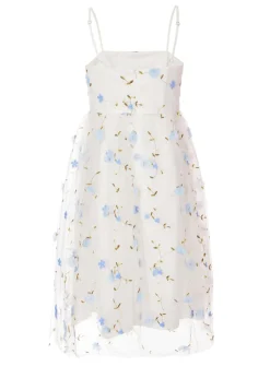 Quiz White Embroidered Floral Midi Dress