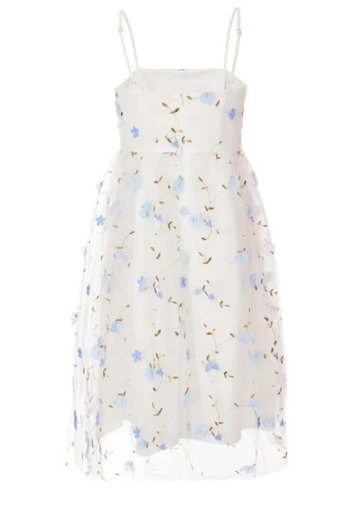 Quiz White Embroidered Floral Midi Dress