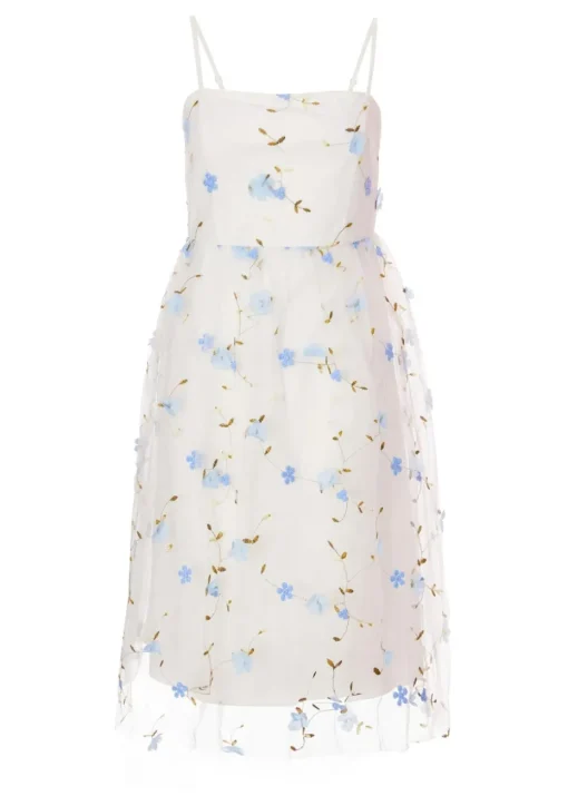 Quiz White Embroidered Floral Midi Dress