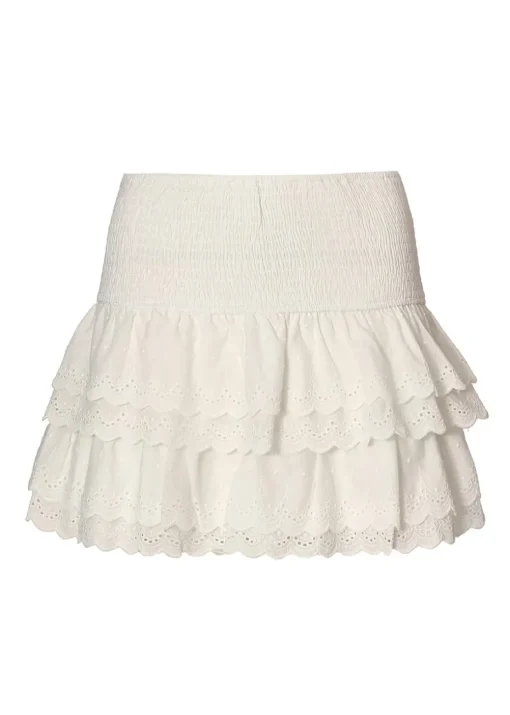 Quiz White Embroidered Mini Skirt