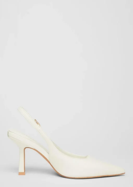 Quiz White Faux Leather Court Heels