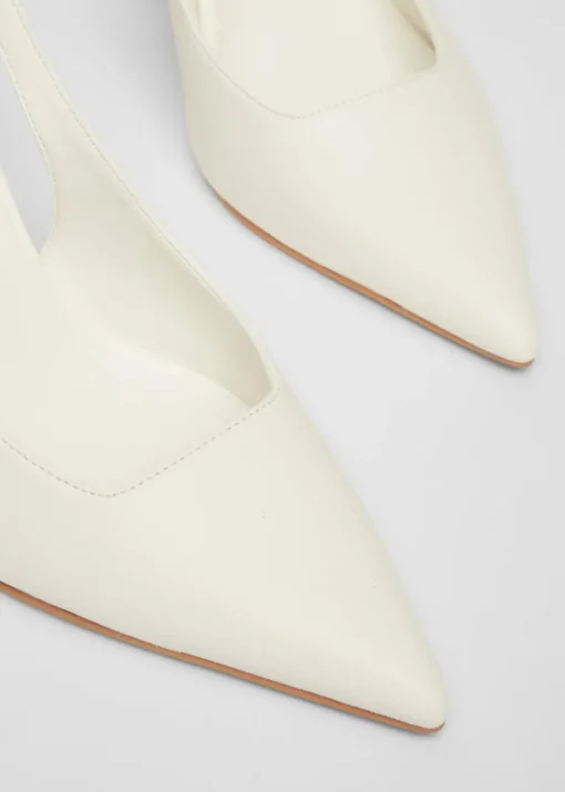 Quiz White Faux Leather Court Heels