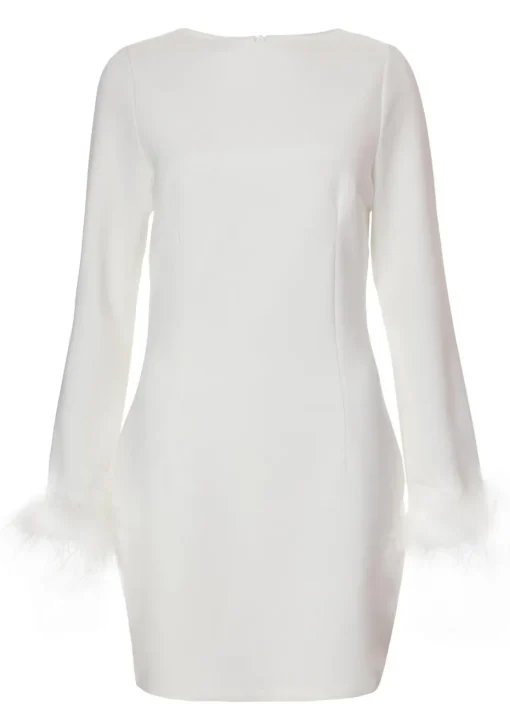 Quiz White Feather Trim Mini Dress