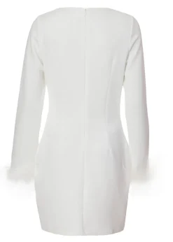 Quiz White Feather Trim Mini Dress