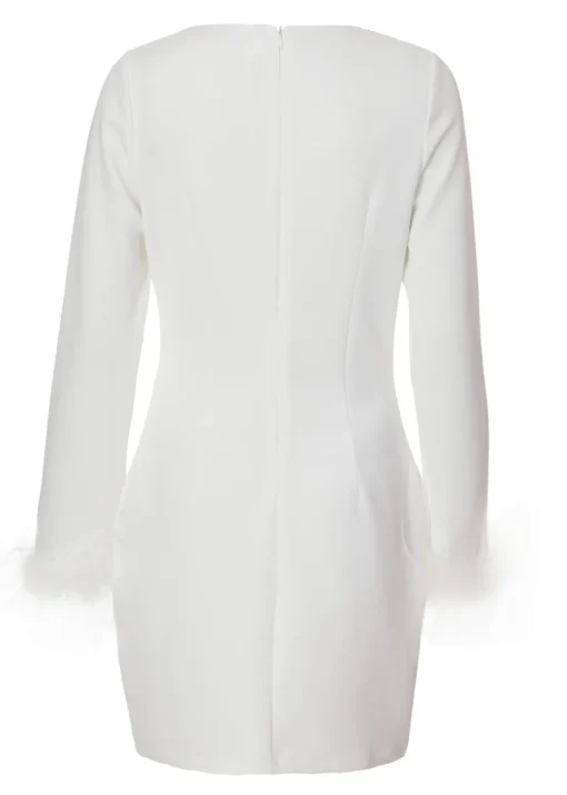 Quiz White Feather Trim Mini Dress