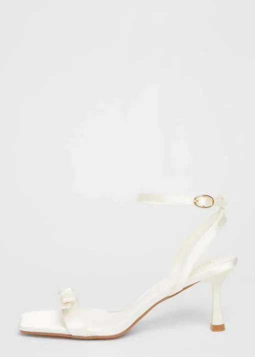 Quiz White Satin Bow Heels