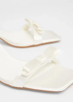 Quiz White Satin Bow Heels