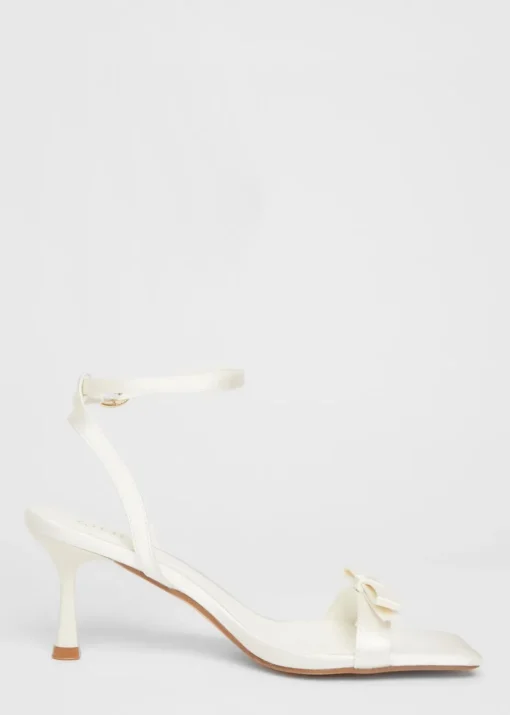 Quiz White Satin Bow Heels