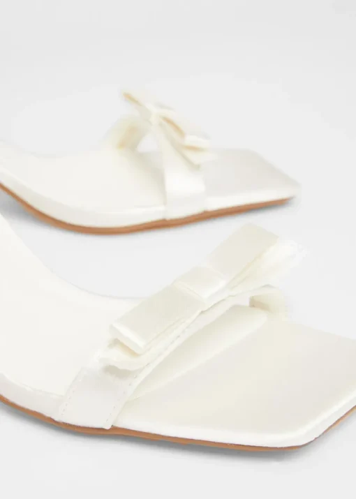 Quiz White Satin Bow Heels