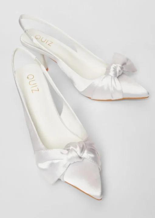 Quiz White Slingback Court Heels