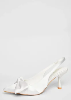 Quiz White Slingback Court Heels