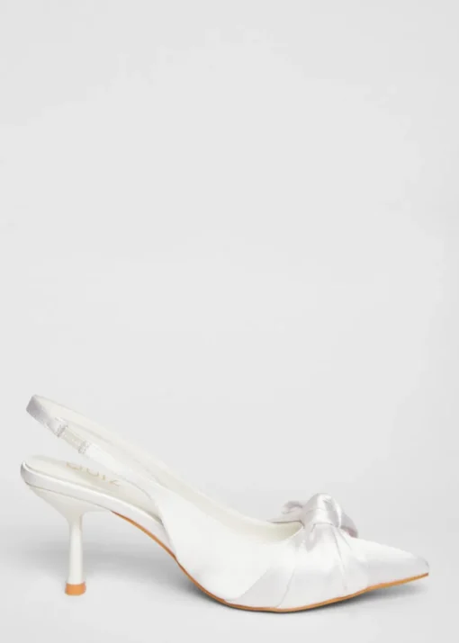 Quiz White Slingback Court Heels