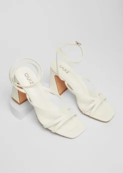 Quiz White Strappy Block Heels