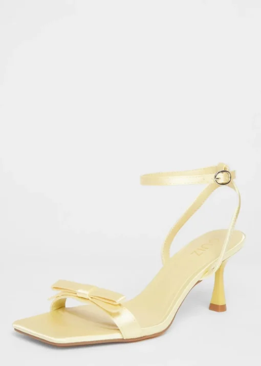 Quiz Yellow Satin Bow Heels