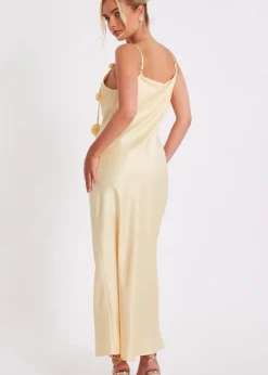Quiz Yellow Satin Midaxi Dress