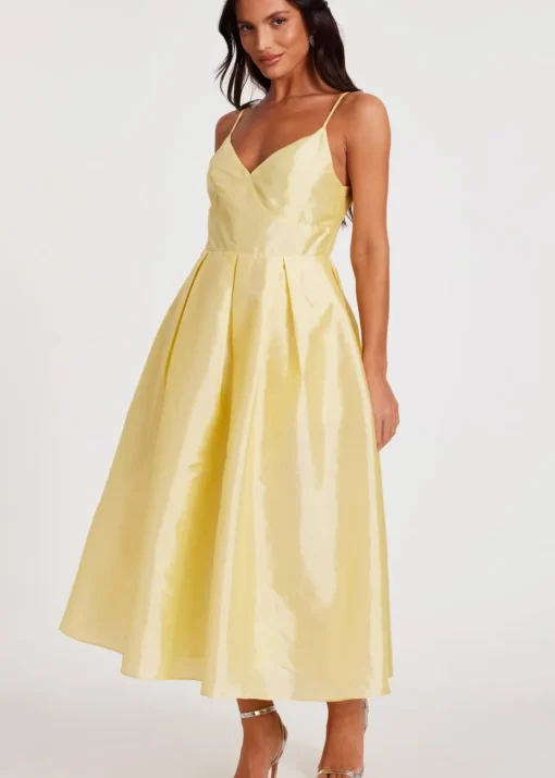 Quiz Yellow Taffeta Midaxi Dress