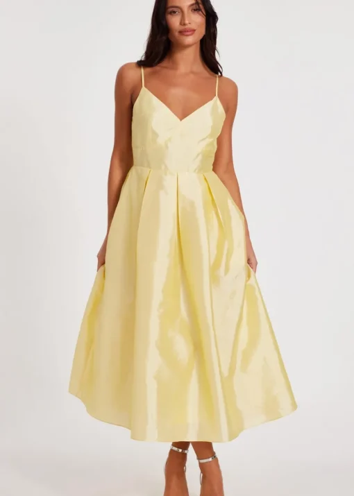 Quiz Yellow Taffeta Midaxi Dress