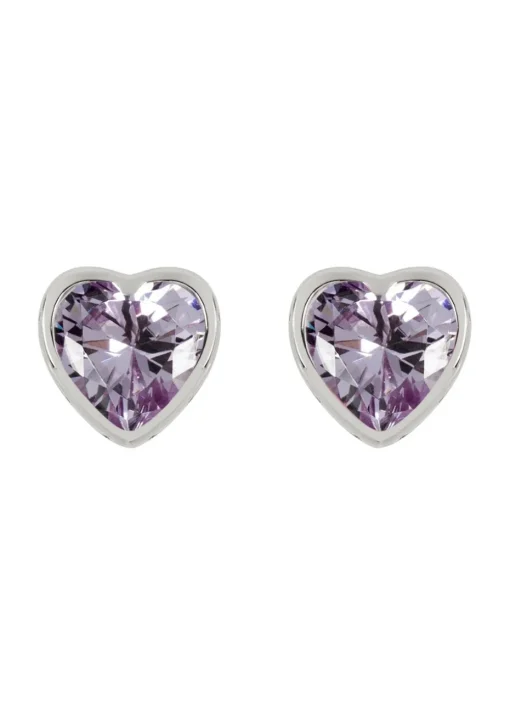 Radley London Silver Light Amethyst Heart Stud Earrings