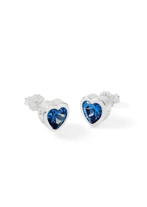 Radley London Silver Sterling Blue Stone Heart Stud Earrings