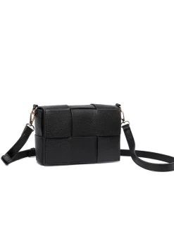 Raffaella Black Woven Cross Body Bag