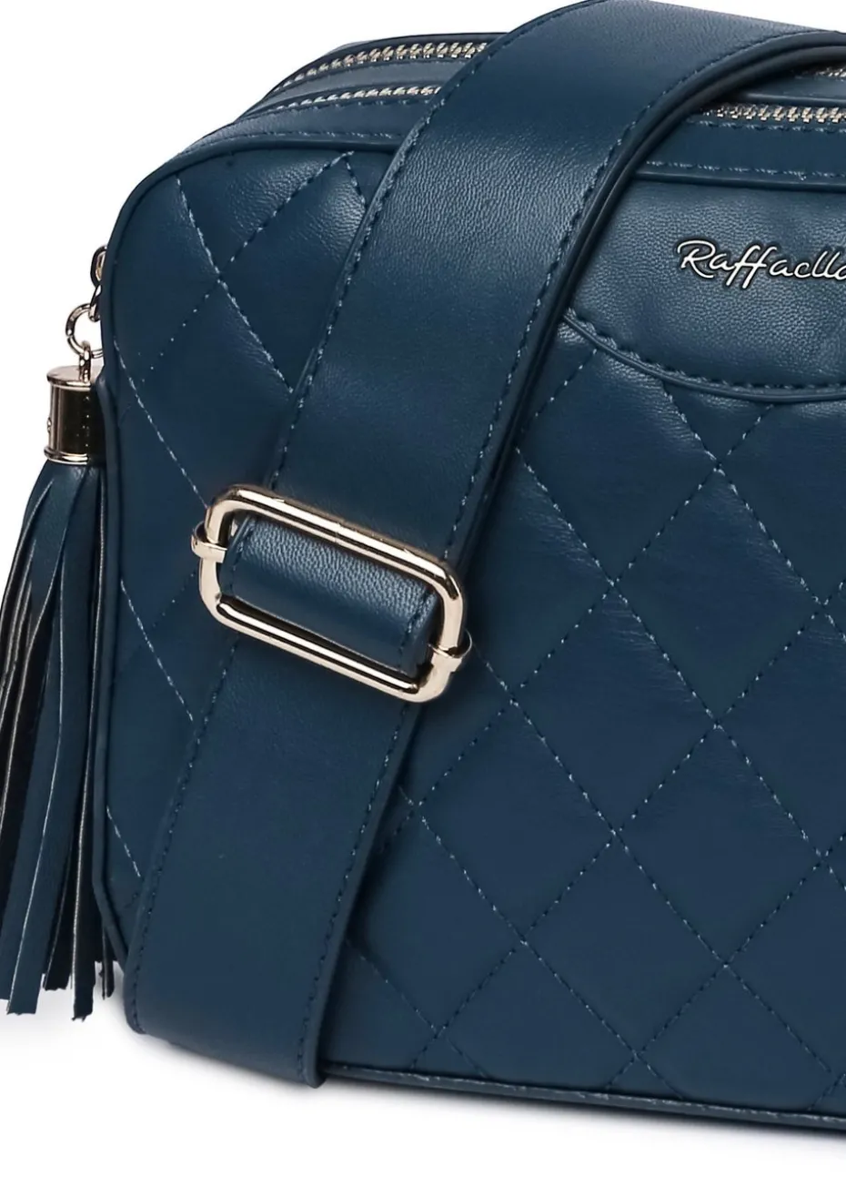 Raffaella Blue Quilted Cross Body Camera Bag