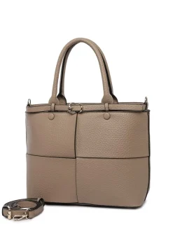 Raffaella Taupe Buckle Detail Shoulder Bag