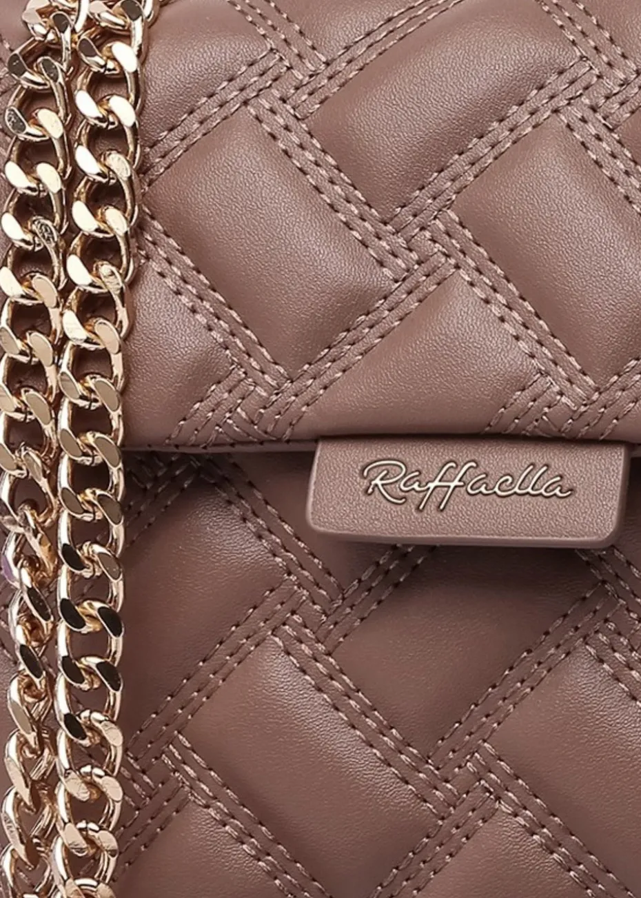 Raffaella Taupe Quilted Chain Shoulder Bag