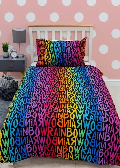 Rainbow High Glow Reversible Polycotton Duvet Set