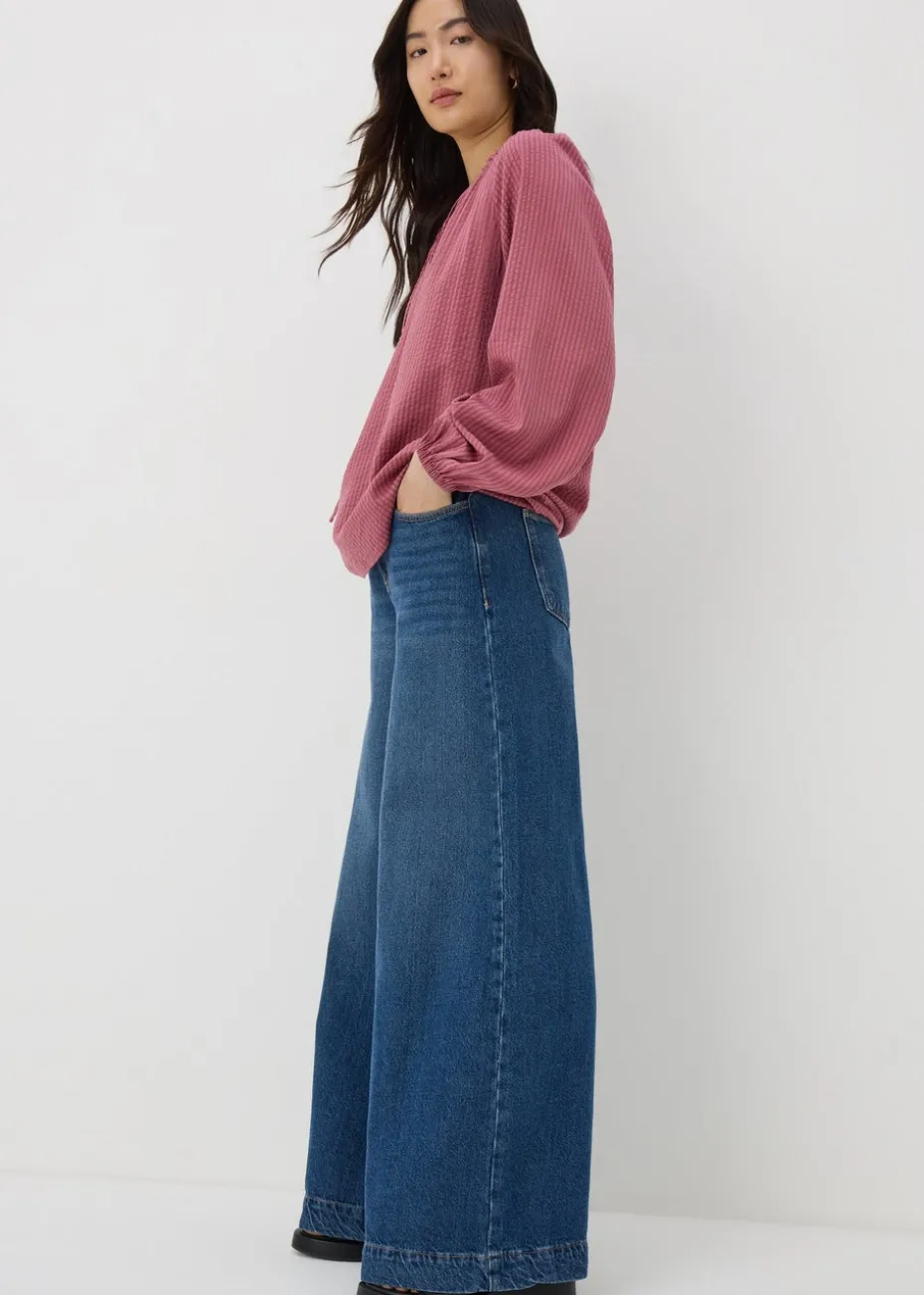 Raspberry Boho TexturedTie Neck Blouse