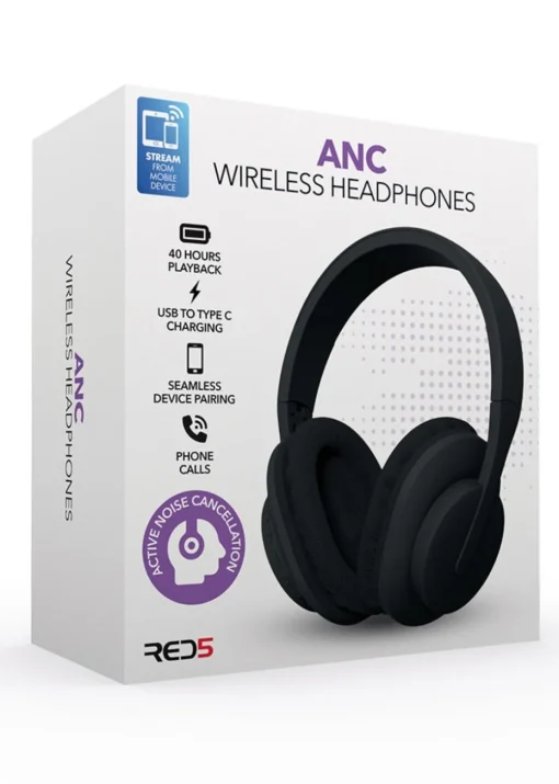 RED5 Black Wireless ANC Headphones
