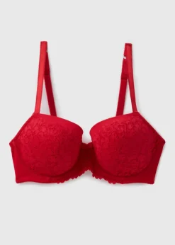 Red DD+ Lace Padded Bra