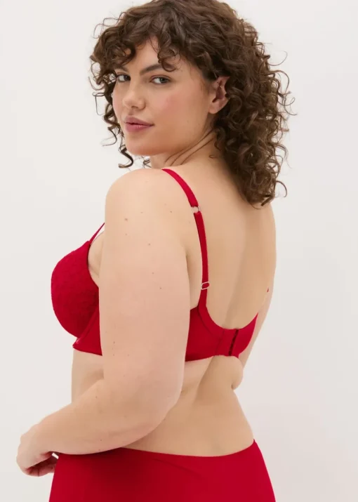 Red DD+ Lace Padded Bra