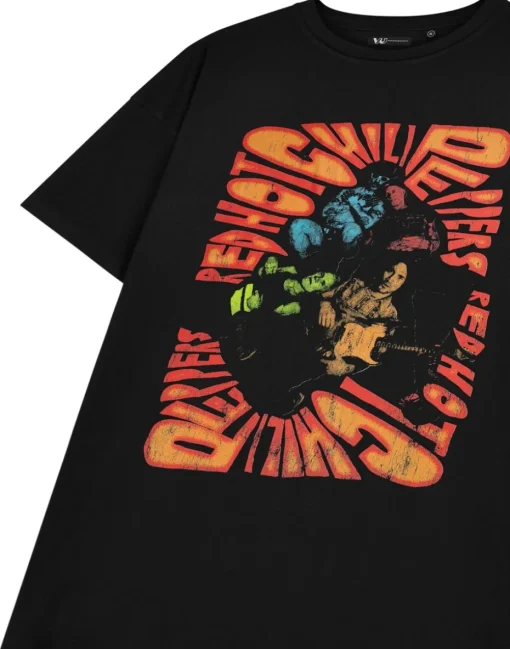Red Hot Chili Peppers Trippy Black T-Shirt Dress