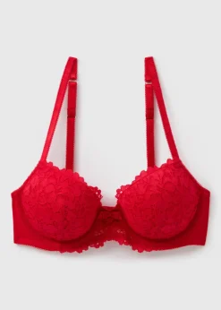 Red Lace Detail Bra