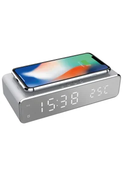 RED5 Silver Wireless Charging Alarm Clock Silver