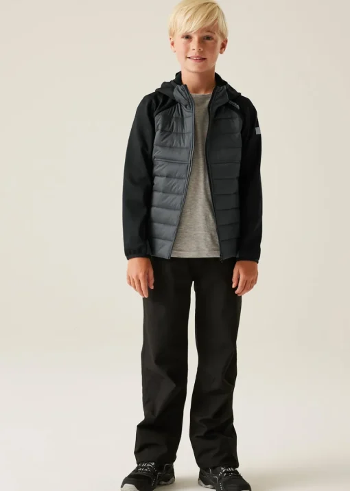 Regatta Black/Grey Kids Kielder IX Water Repellent Extol Stretch Jacket (3-16 yrs)
