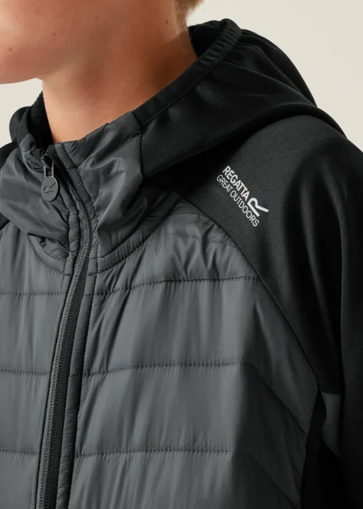 Regatta Black/Grey Kids Kielder IX Water Repellent Extol Stretch Jacket (3-16 yrs)