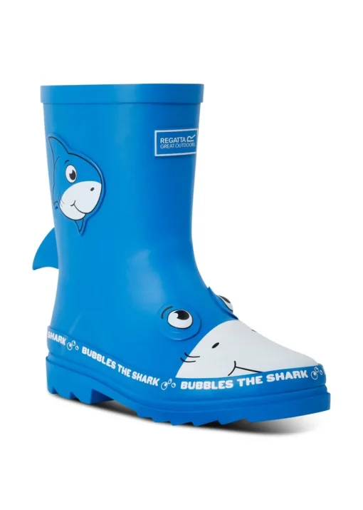 Regatta Bubbles the Shark Blue Kids' Mudplay Junior II Waterproof Wellies