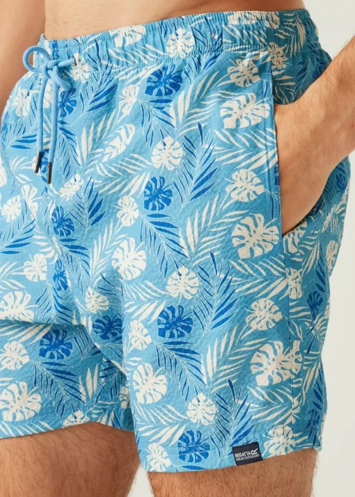 Regatta Elysium Blue Leaf Seersucker Loras Swim Shorts