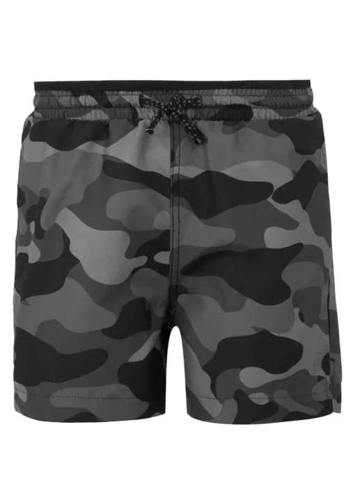 Regatta Grey Black Camo Kids Skander III Swim Shorts (3- 16 Yrs)