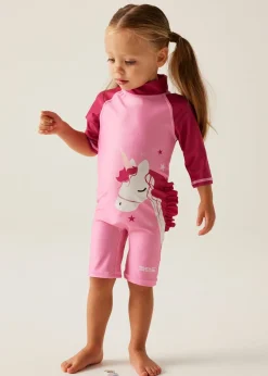 Regatta Luna The Unicorn Sweet Pink Kids Animal Quick Dry Swimsuit (6 months- 6 yrs)