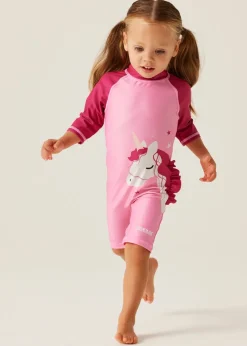 Regatta Luna The Unicorn Sweet Pink Kids Animal Quick Dry Swimsuit (6 months- 6 yrs)