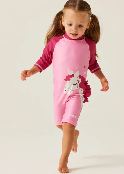 Regatta Luna The Unicorn Sweet Pink Kids Animal Quick Dry Swimsuit (6 months- 6 yrs)