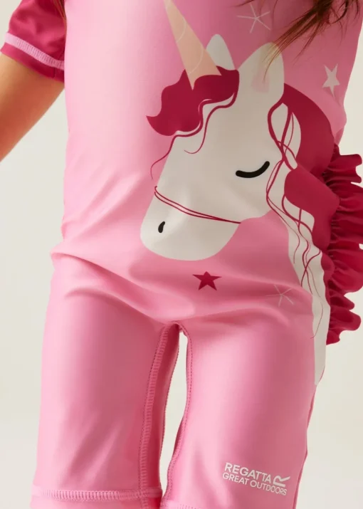 Regatta Luna The Unicorn Sweet Pink Kids Animal Quick Dry Swimsuit (6 months- 6 yrs)