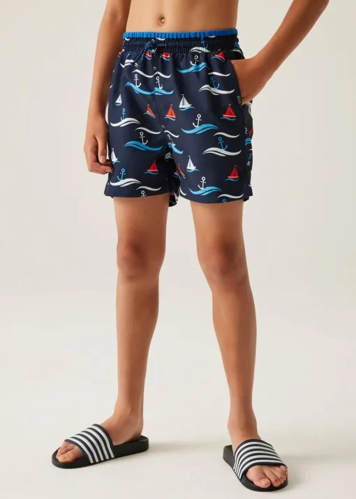 Regatta Navy Boat Kids Skander III Swim Shorts (3- 16 Yrs)