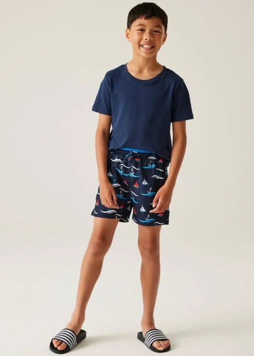 Regatta Navy Boat Kids Skander III Swim Shorts (3- 16 Yrs)