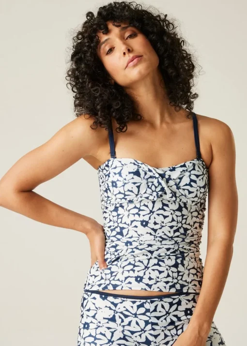 Regatta Navy Large Floral Aceana III Tankini Top