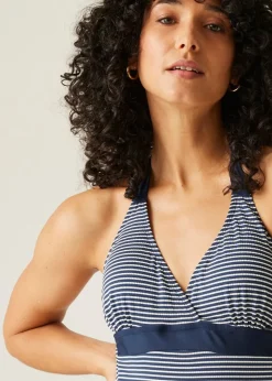 Regatta Navy Seeksucker Stripe Flavia II Swim Costume