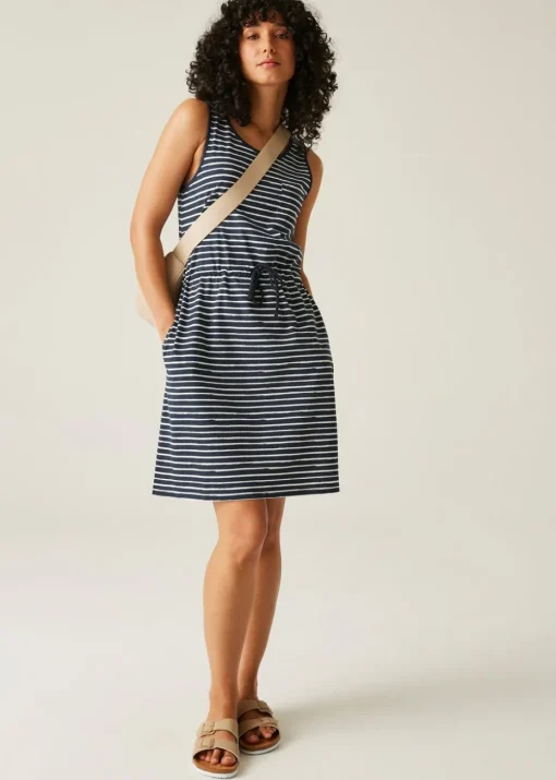 Regatta Navy White Painterly Stripe Ariena Dress