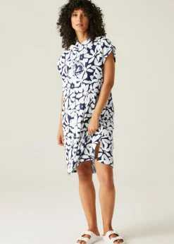 Regatta Navy/White Large Floral Adult Towel Robe